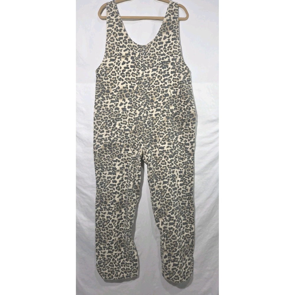 Böhme‎ Leopard Print Overalls Womens Medium Tan Black NWT Denim Relaxed
